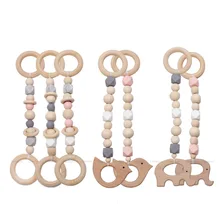 Деревянный слон/Птица Детские игрушки силиконовый Прорезыватель для зубов из бусин скандинавские детские игры в спортзал деревянная бусина подвесная подвеска Украшение игрушки реквизит для фотосессии