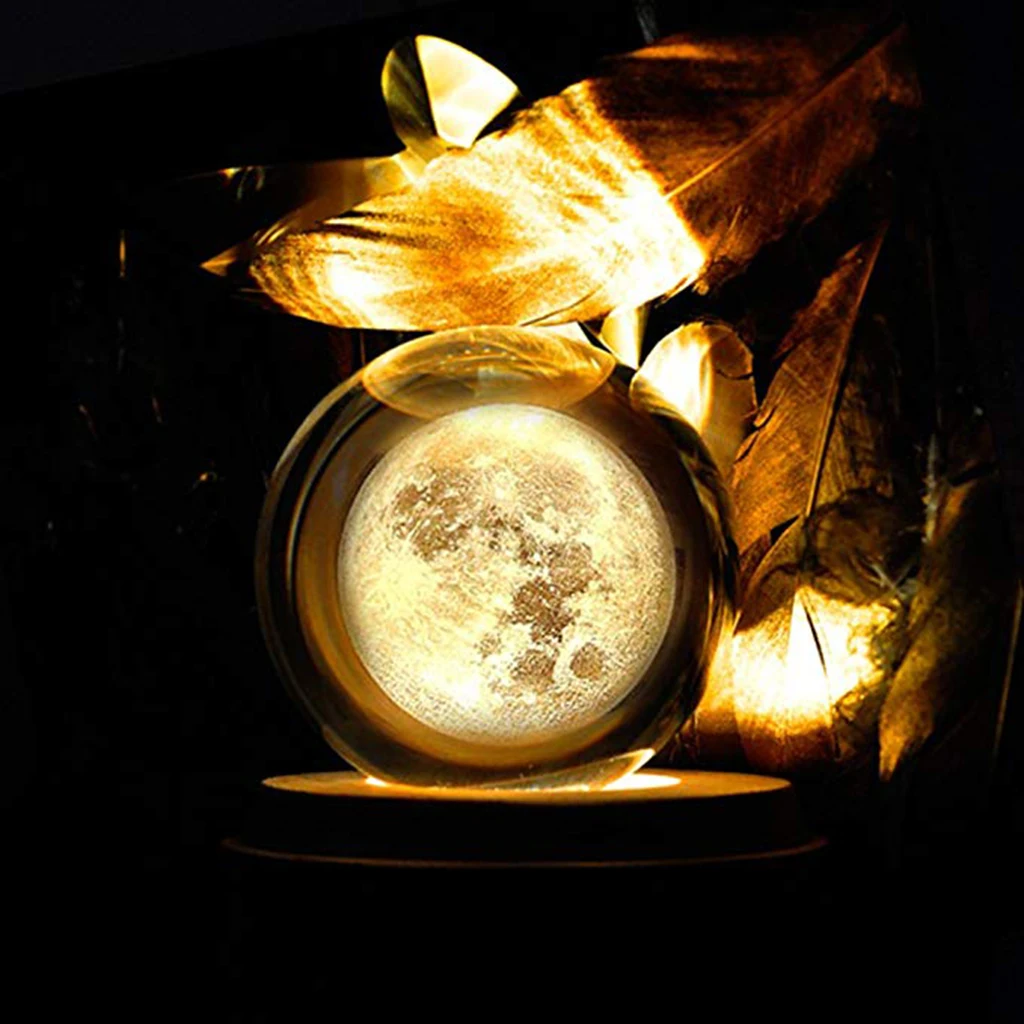 3D Moon Glass Crystal Ball Photography Props Kids Astronomy Science Toy