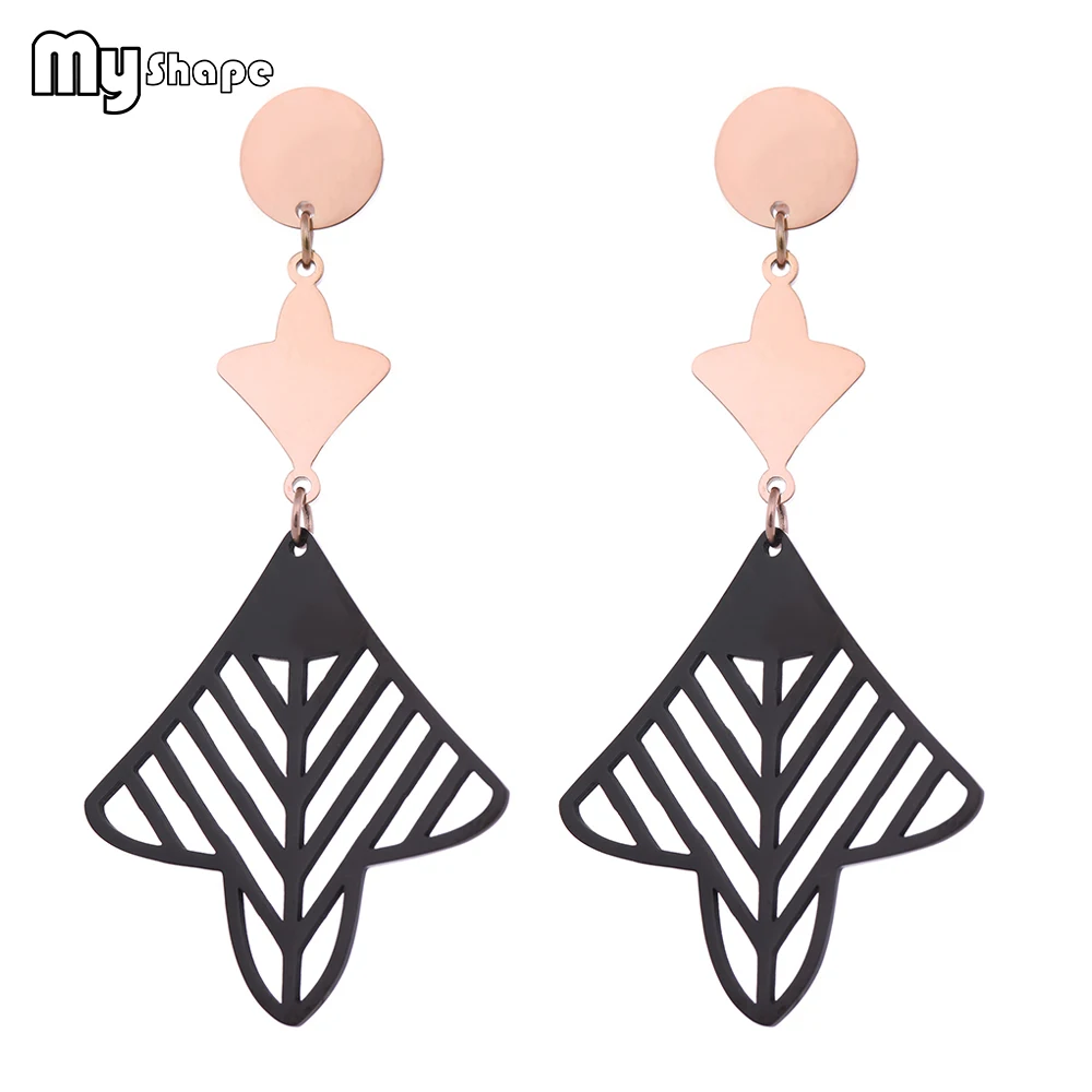 

My Shape Black Hollow Arrow Drop Earrings Stainless Steel Irregular Geometric Earrings Jewelry Women Female Gifts Bijoux Brincos