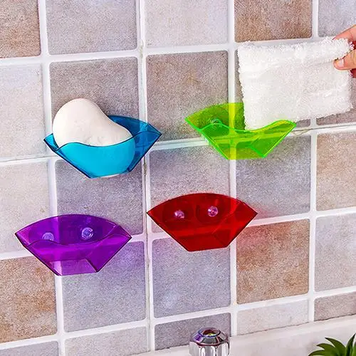 

Colorful Translucent Soap Holder Kitchen Sink Soap Sponge Shelf Holders Cloth Rack Suction Cup Drain Storage Tool