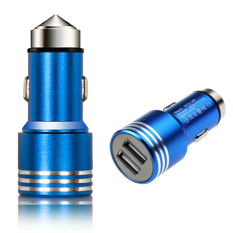 New factory outlets safety hammer dual usb port metal car chargerin Chargers from Consumer