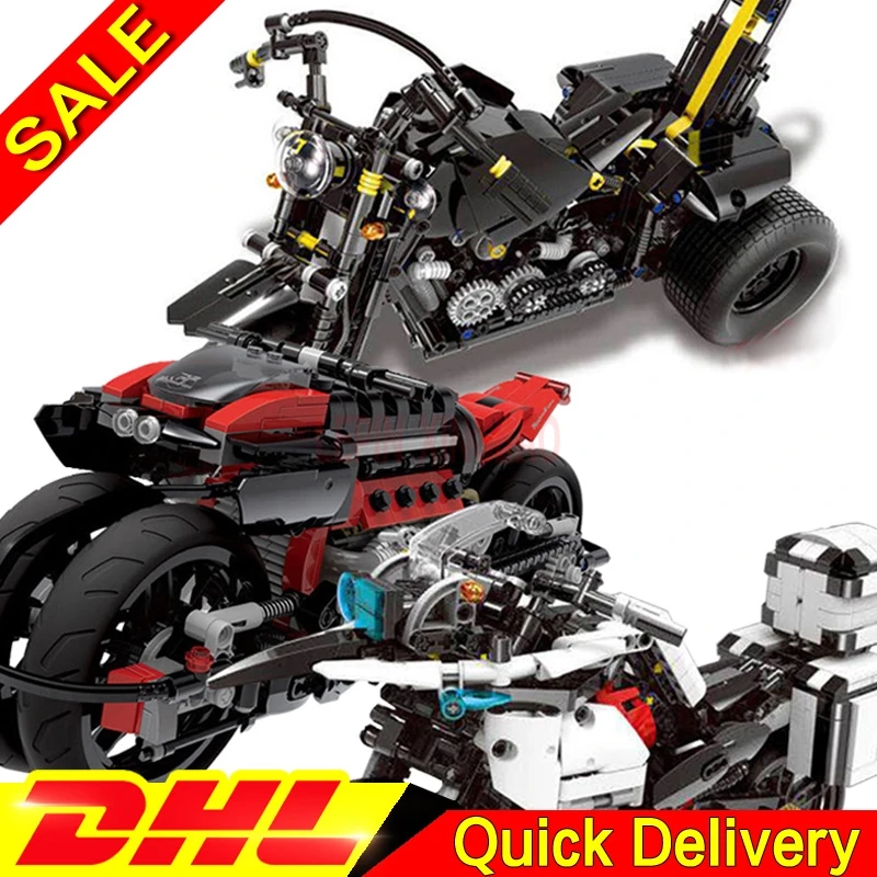 

XINGBAO 03019 + 03021 + 03020 Genuine Car Kits The Heavy Motorcycle Set Building Blocks Bricks Educational Kids LP Toys