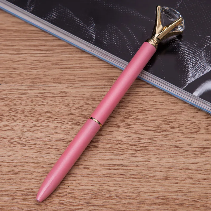 Каваи Кристальные шариковые ручки Шариковая ручка Мода девушка 19 карат большие алмазные шариковые ручки для школы канцелярские принадлежности офисные принадлежности - Цвет: Розовый