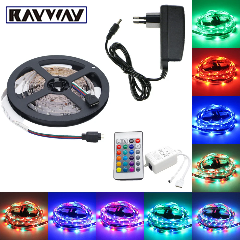 

RAYWAY 5M 60LEDs/m 5050/2835SMD LED Ribbon Light Strip Remote Control Flexible Christmas Decorate Light + DC12V Power Adapter