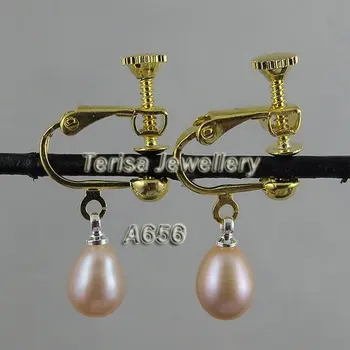 

Pink Color Fresh Water Pearls AA 6MM Over Shaper 100% S925 Sterling Silvers Hook Dangle Clip Earring