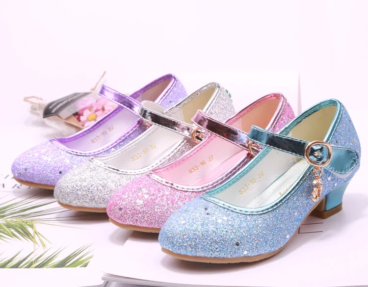 qloblo Kids Girls Wedding Shoes Children Princess Sandals High Heels Dress Shoes Shoes For Girls