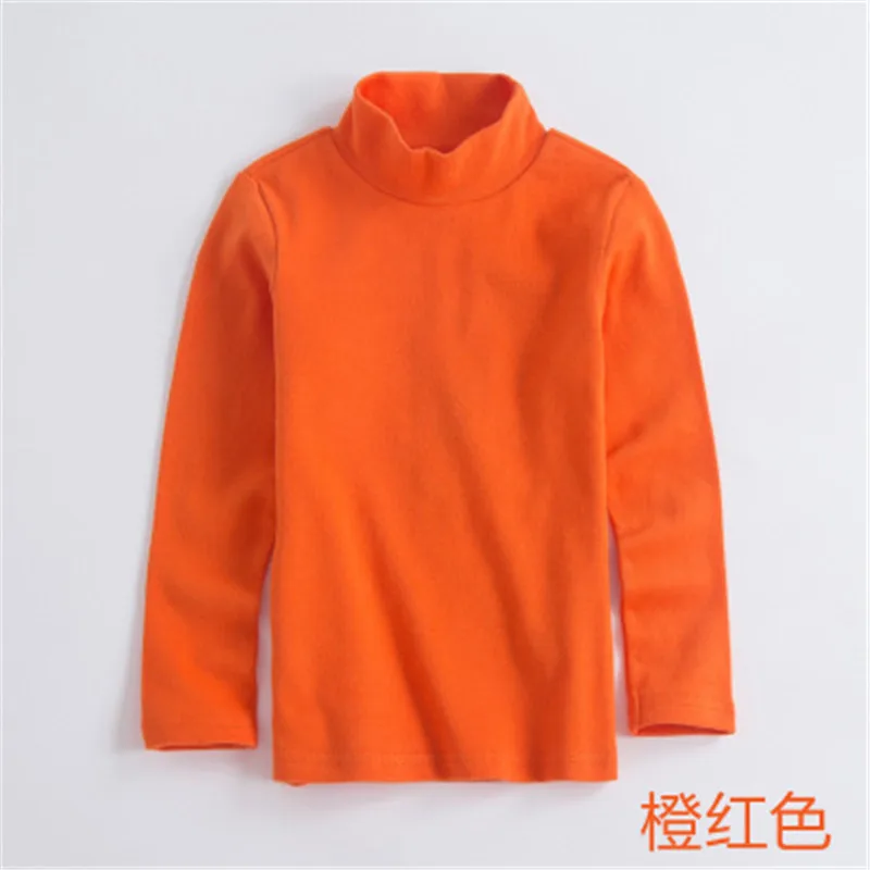 Новинка года, зимняя футболка с длинными рукавами и высоким воротником для маленьких мальчиков и девочек, джемпер, хлопковая Детская футболка с длинными рукавами, AA3322 - Цвет: Оранжевый