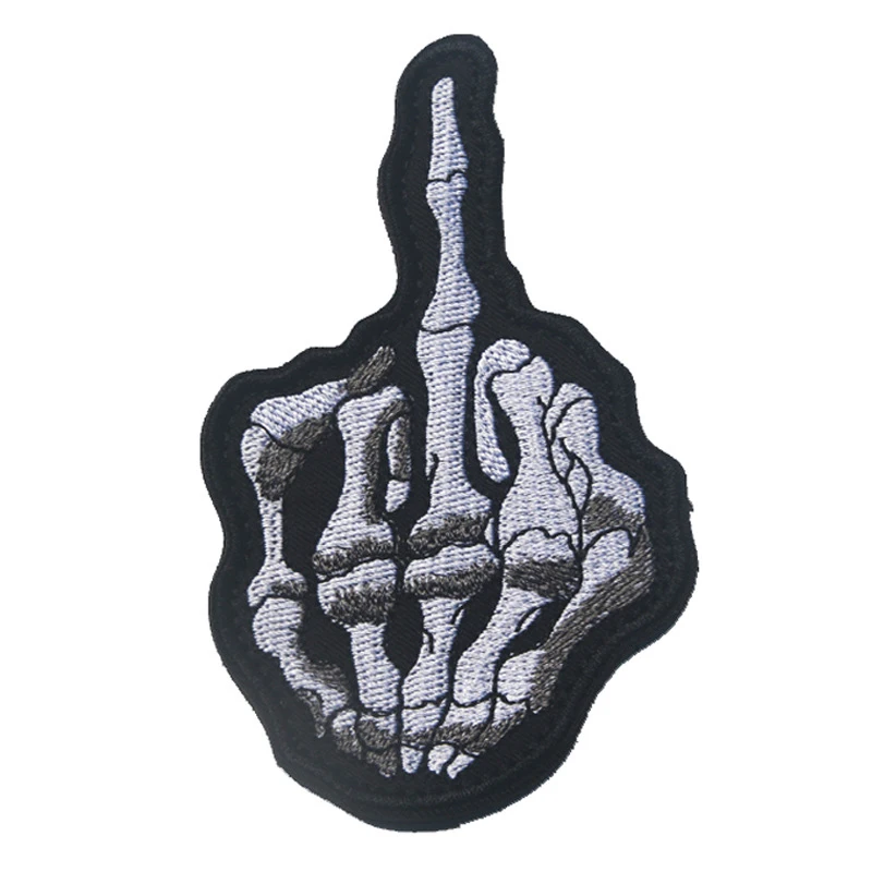 

Embroidered Skeleton finger US ARMY Badges Hook & Loop Badge Emblem Badges Military Morale 100% Embroidery Badge