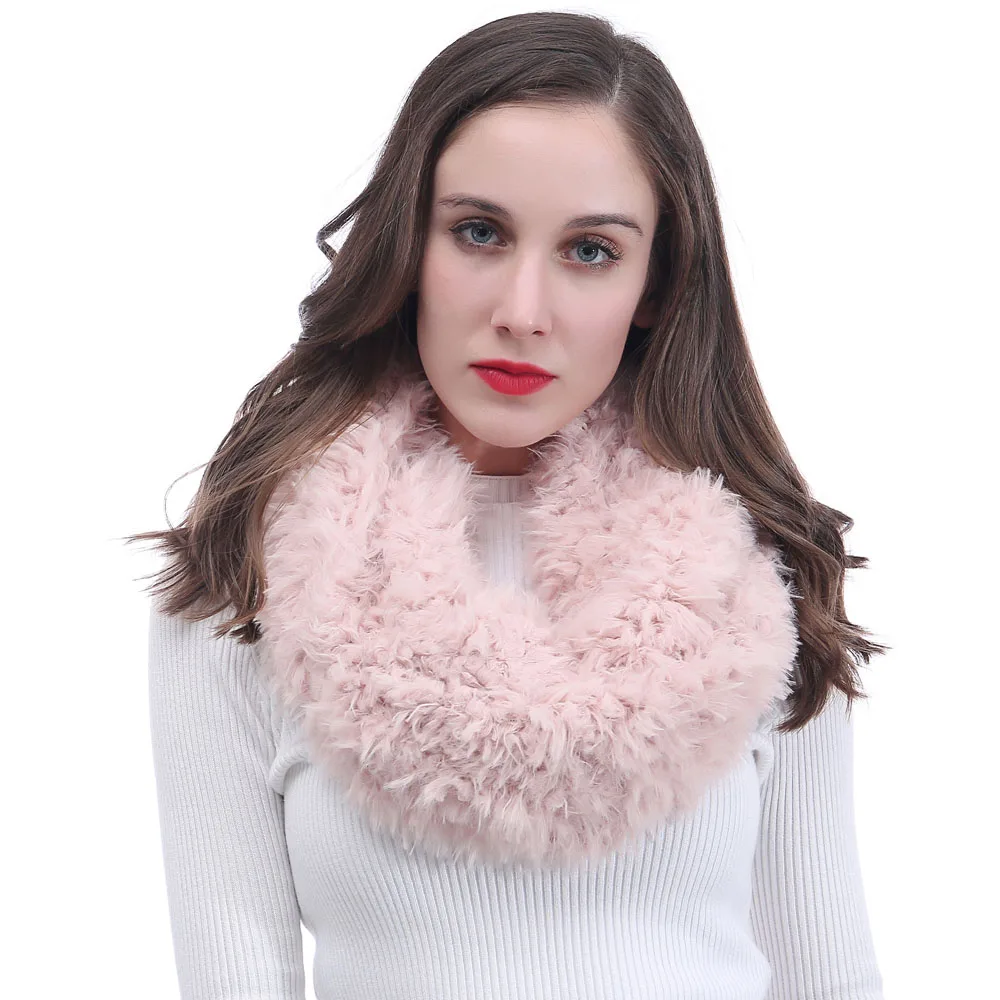 

Plain Color Womens Faux Fur Winter Infinity Loop Scarf Snood Fluffy Soft