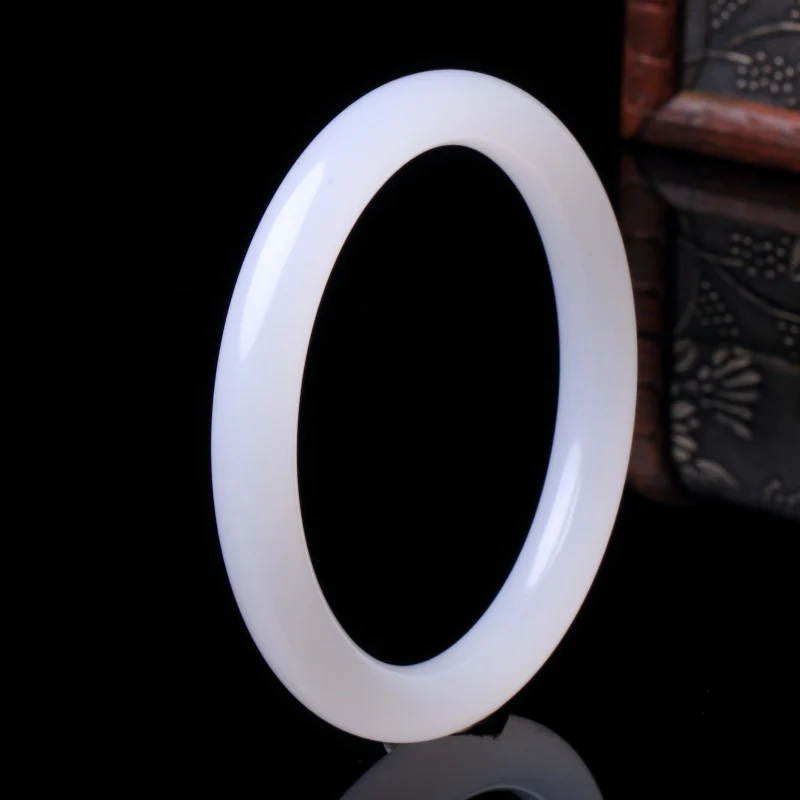 

Women Bangles Drop Shipping Natural XinJiang White Jade Stone Bracelets Cuff For Women Engagement Dance Party Fine Jewelry Gifts