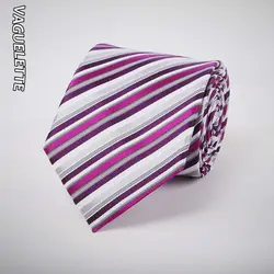 VAGUELETT 8,5 см формальные 100% шелк Галстуки для мужчин полосатый фиолетовый галстук ручной работы роскошные галстук для мужчин 145*8,5*3,8