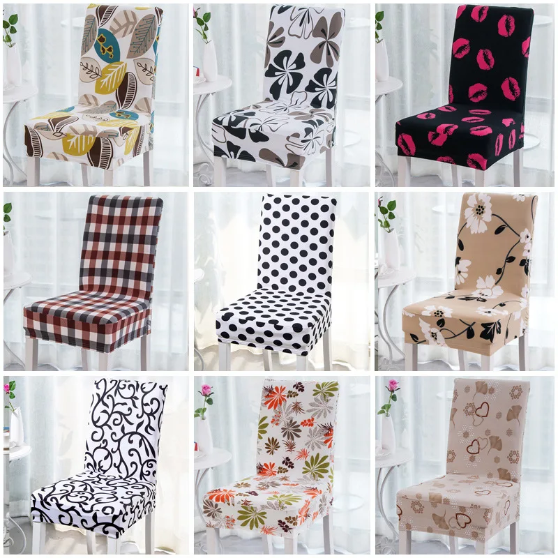 

Flower Printing Removable Chair Cover Big Elastic Slipcover Modern Kitchen Seat Case Stretch Chair Cover For Banquet