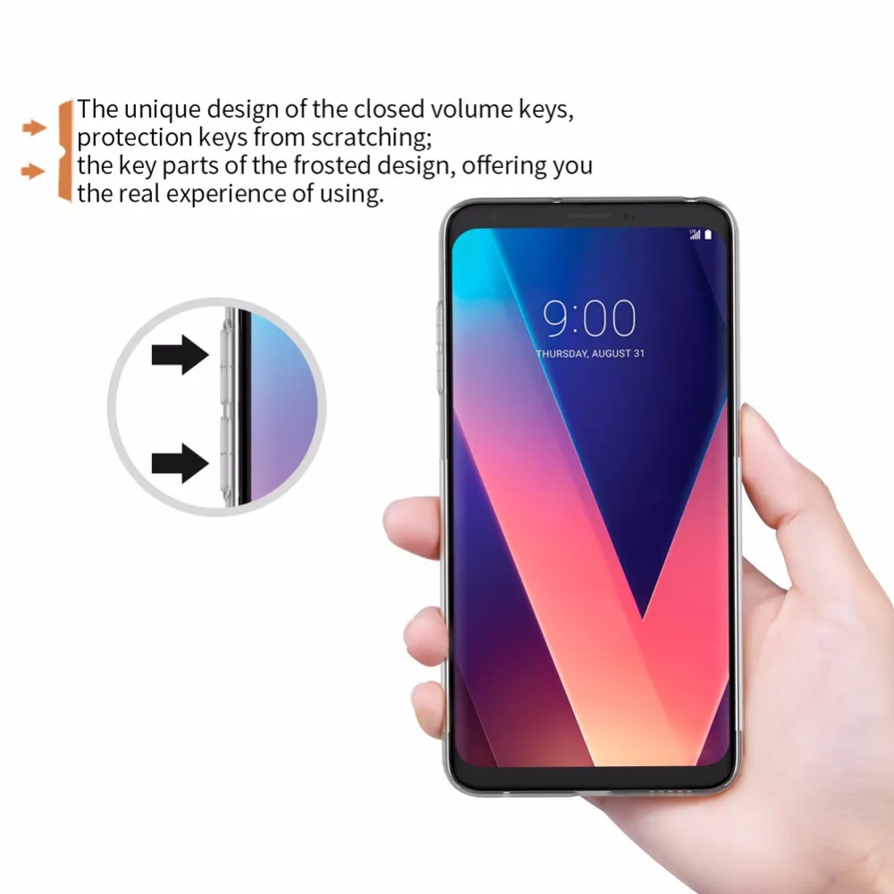 Чехол NILLKIN для LG V30 ультратонкий прозрачный ТПУ чехол Прозрачная мягкая задняя