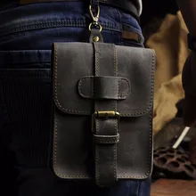 Первый слой натуральная кожа поясная сумка винтажная Военная дорожная сотовый/мобильный чехол для телефона Crazy Horse коровья кожа крюк поясная сумка