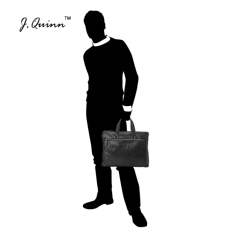 J. Quinn мужской деловой портфель, мужская сумка, классическая натуральная яловая кожа, на молнии, сумка для ноутбука, мужская сумка через плечо, сумки на плечо