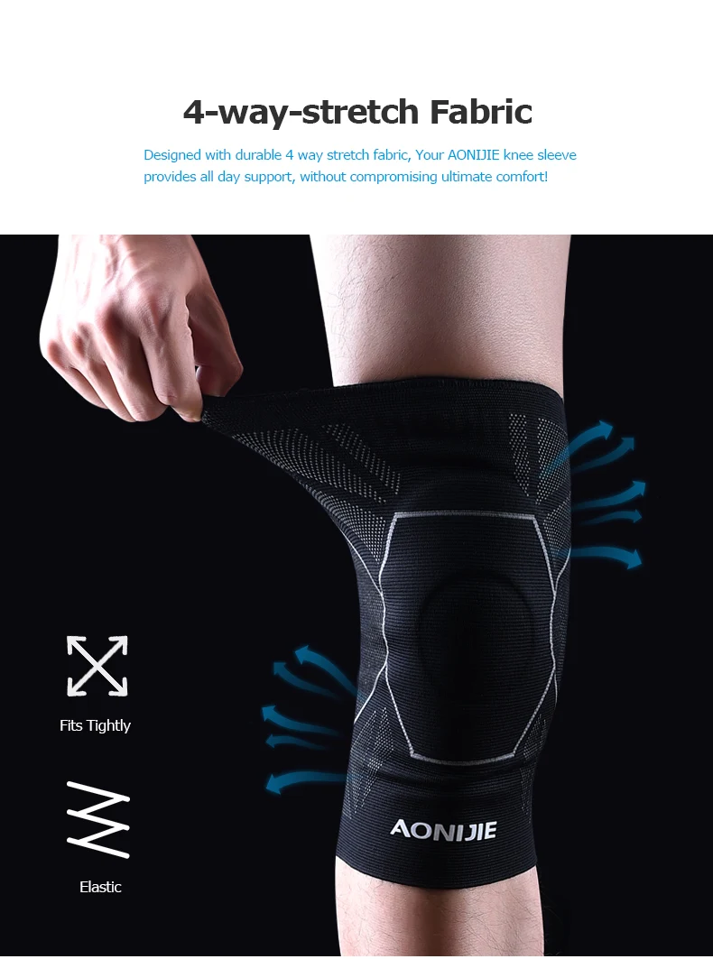 AONIJIE E4108 One Piece Protective Knee Brace Support Compression Sleeve Knee Pad Wrap Volleyball Kneepad For Arthritis Running