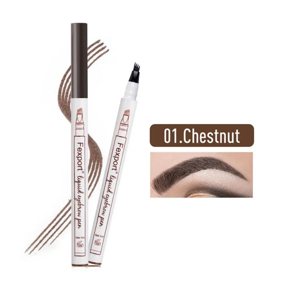 4 Fork Tip Head Eyebrow Pencil Waterproof Natural Long-lasting Non Staining Brows Pen - Цвет: Chestnut