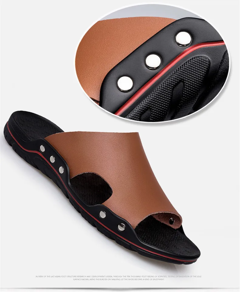 Летние сандалии, мужские тапочки Для мужчин обувь повседневная обувь мужские кожаные сандалии пляжные женской модной обуви тапочки Для мужчин большие Размер 38-48