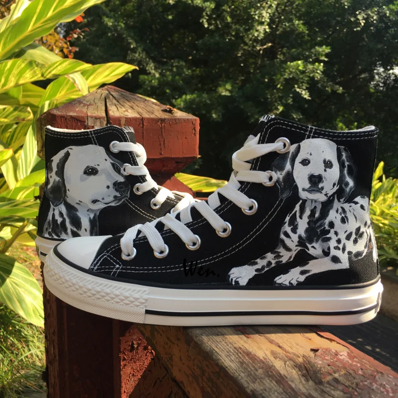 Wen Design Custom Hand Painted Sneakers Spotty Pet Dog Dalmatian High