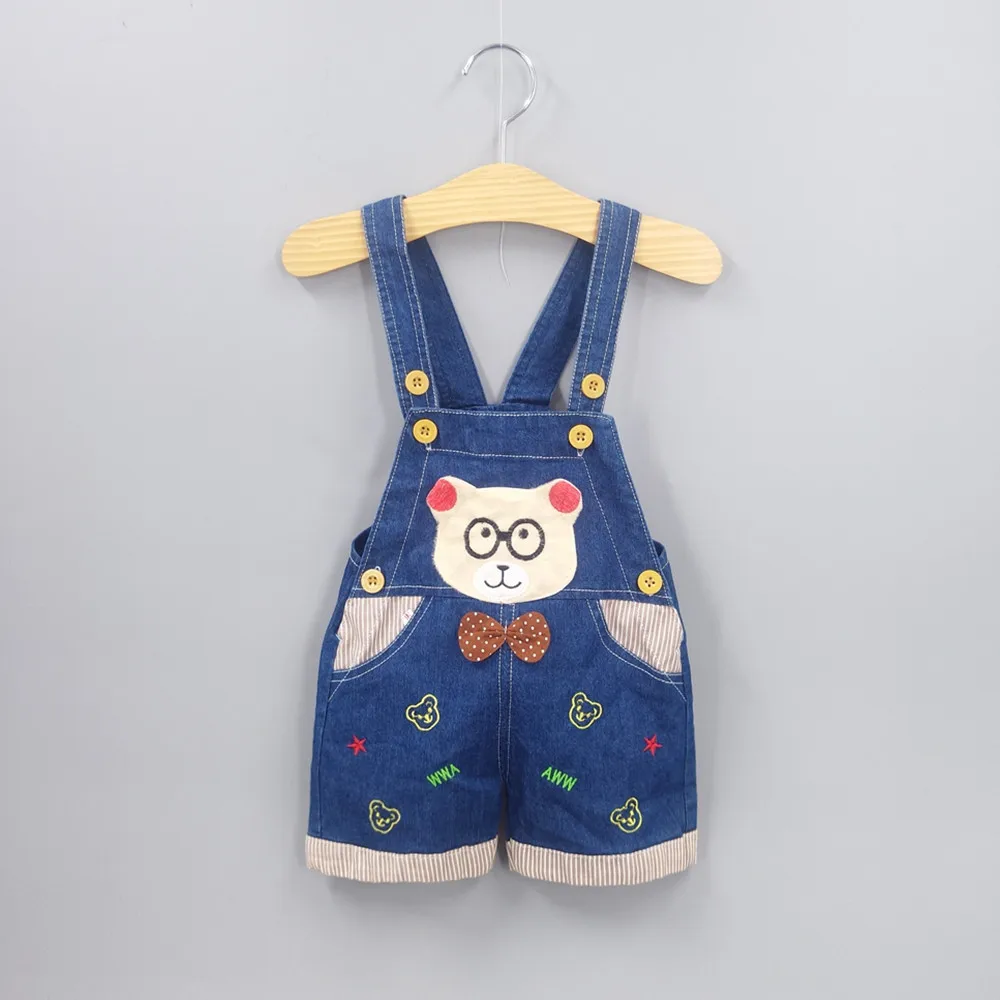 6M 2T Baby Boys Girls Denim Short Overalls For Summer Infant Toddler