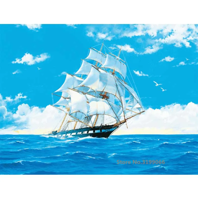 

DIY Frame Seascape And Ship Acrylic DIY Painting By Numbers Wall Art Pictures For Wedding Decoration Drop Shipping RA3218