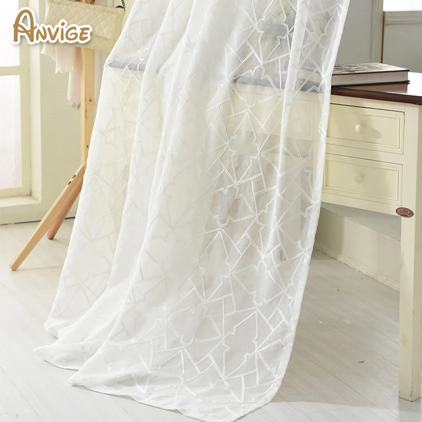 ANVIGE Modern Style Cotton/Linen Window Screening Sheer Curtains Tulle Living Room Voile Curtain Drapes | Дом и сад