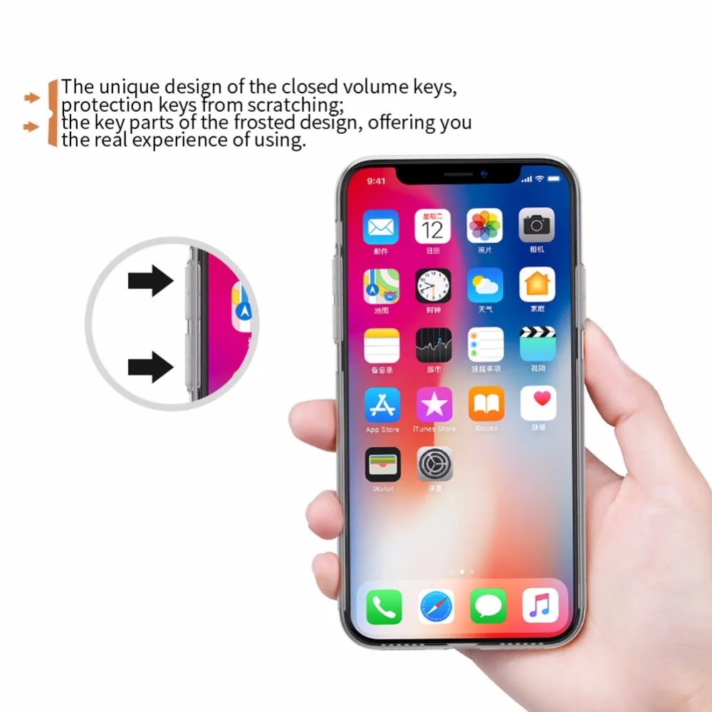 Nillkin Nature Transparent Clear Soft silicon TPU Protector cover for iphone X case cover 5.8'' for iphone x case for iphone x
