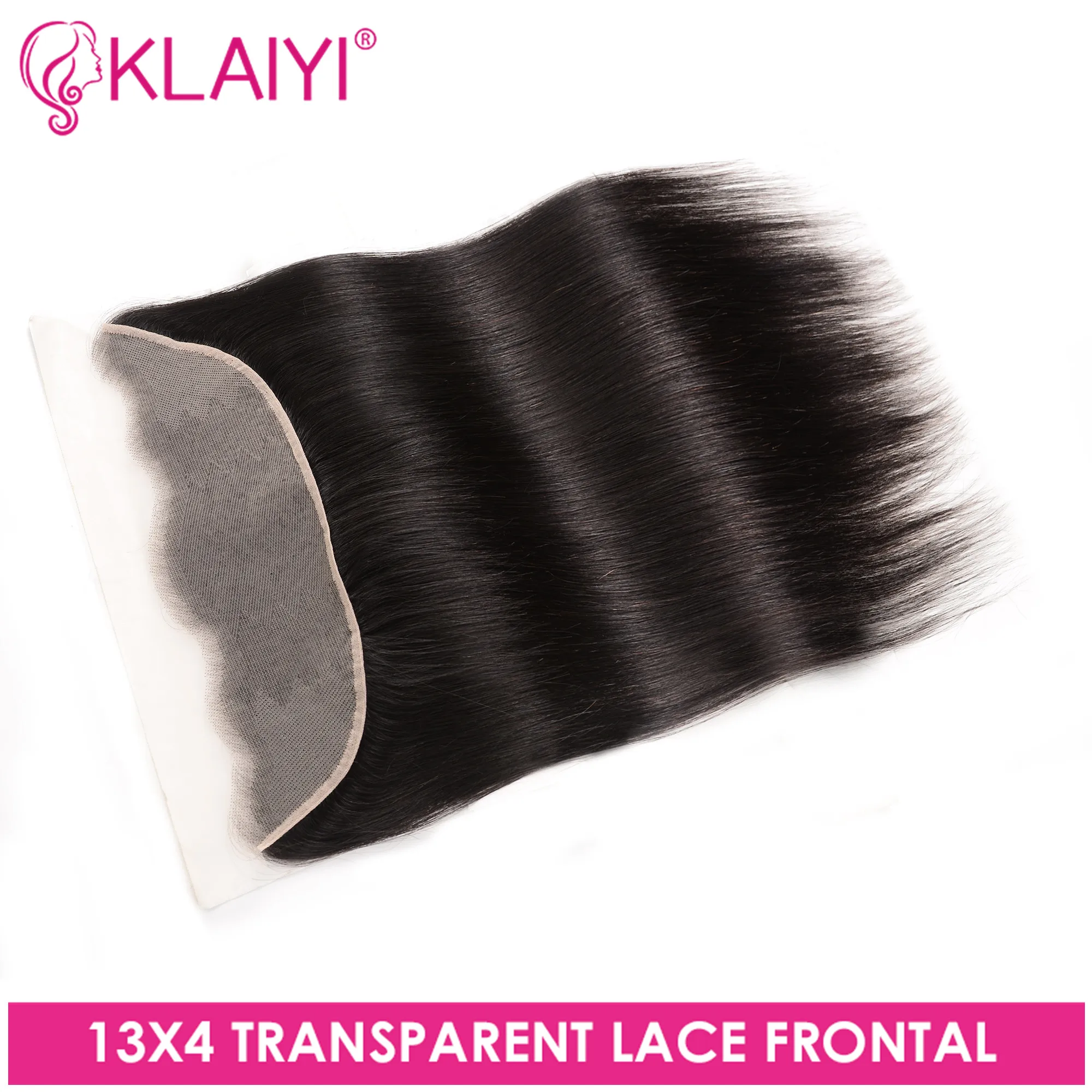 

Klaiyi Hair Ear to Ear Transparent Lace Frontal Closure 13X4 Brazilian Straight Human Hair Free Part Remy Hair Frontal