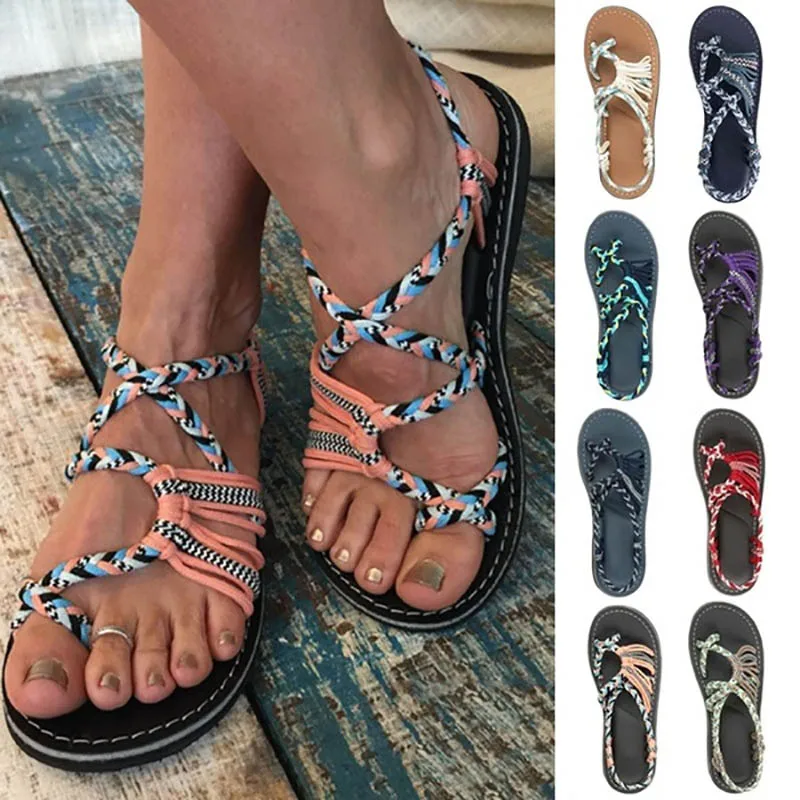 

Fashion Luxury Women Sandals Plus size Shoes Bohemia Gladiator Beach Flat Casual Sandals Leisure Female Ladies Sandals Women