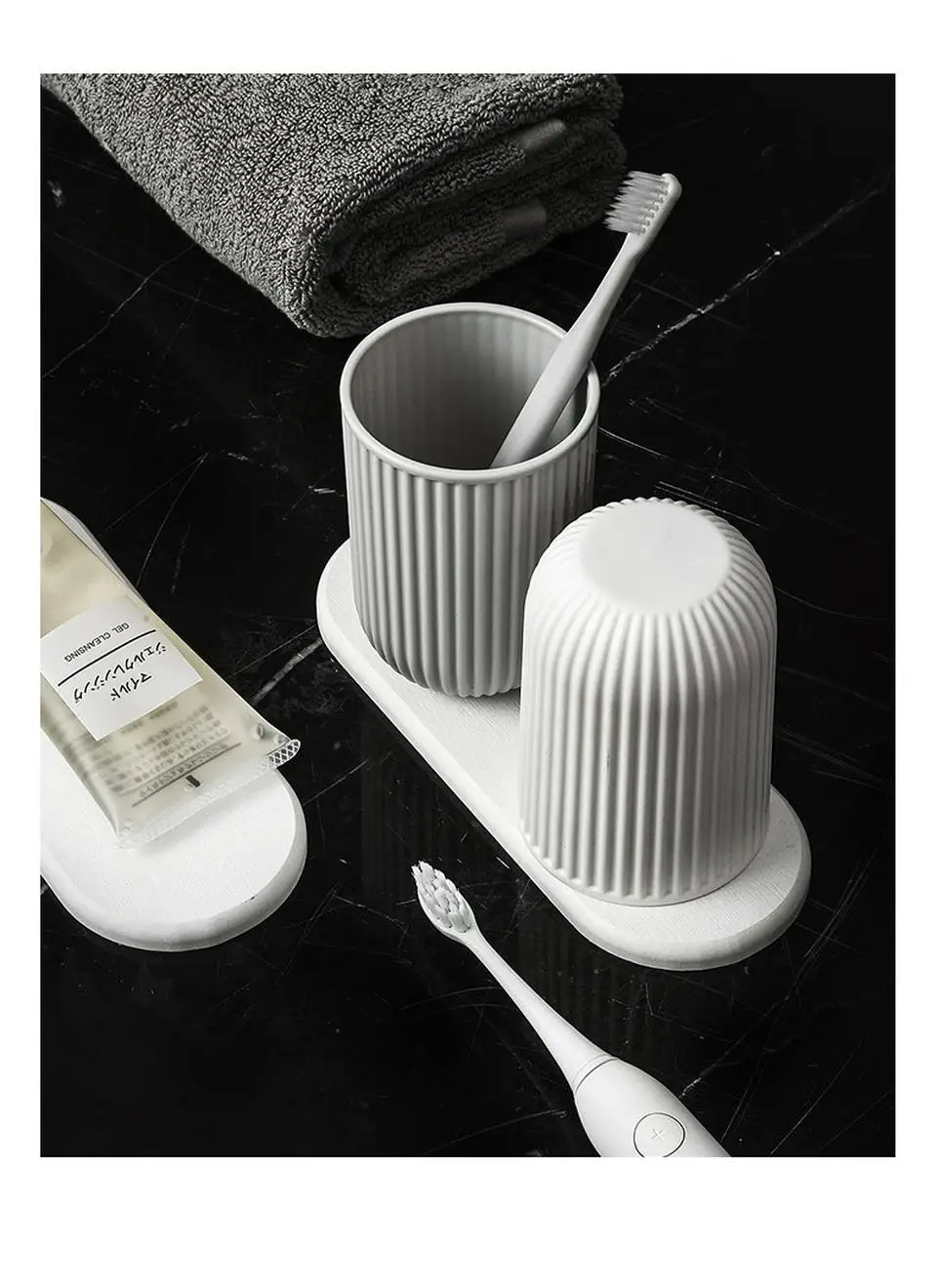 Чашка для мытья с диатомовой грязевой подушечкой простая Пара Набор стакан для зубной щетки Нескользящая Водонепроницаемая чашка для полоскания рта набор аксессуаров наборы для ванной комнаты