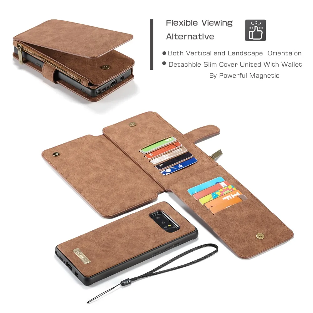 For Funda Samsung Galaxy Note 8 Case Flip Zipper Genuine Cowhide Leather Wallet Phone Cases Cover For Samsung Note 9 S10 Note 8