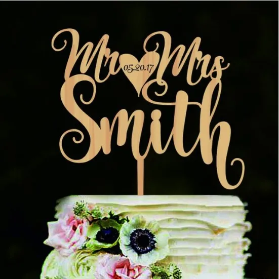 

Custom Mr Mrs Wedding Cake Decorations Cake Toppers Wooden Personalized Name Date Toppers For Cakes Birthday Party Wedding Decor