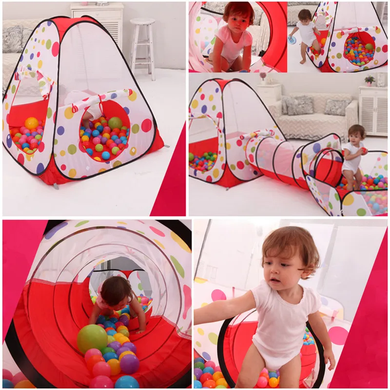 Foldable-Children-Tent-Pool-Tube-Teepee-3pc-Pop-up-Play-Tent-Toy-Tunnel-Kids-Play-House (3)