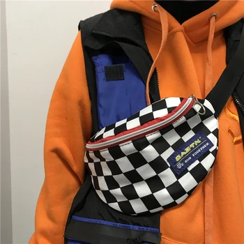 

Fashion Waist Bag Women Men Attice Checkerboard Fanny Pack Bag Belt Female Purse Small Shoulder Belt Bag Cool Hip Bum Chest Bags