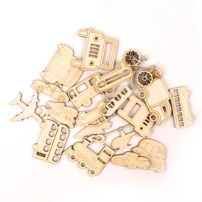 

Car Bus Home Decoration Accessories Painting Scrapbooking Craft Wooden DIY Transportation Vehicles Shape Handmade 40-50mm 20pcs