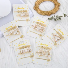 1 комплект элегантный женский жемчужный геометрический комплект заколок для волос металлический золотой цвет заколки-пряжки для волос заколка для волос минималистические аксессуары для укладки волос