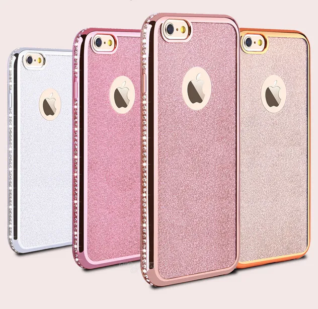 

Kerzzil Glitter Plating Diamond Case + Bling Card Soft TPU Case For iPhone X XR Xs Max 8 7 6 6S Plus 5s SE Rhinestones Cases