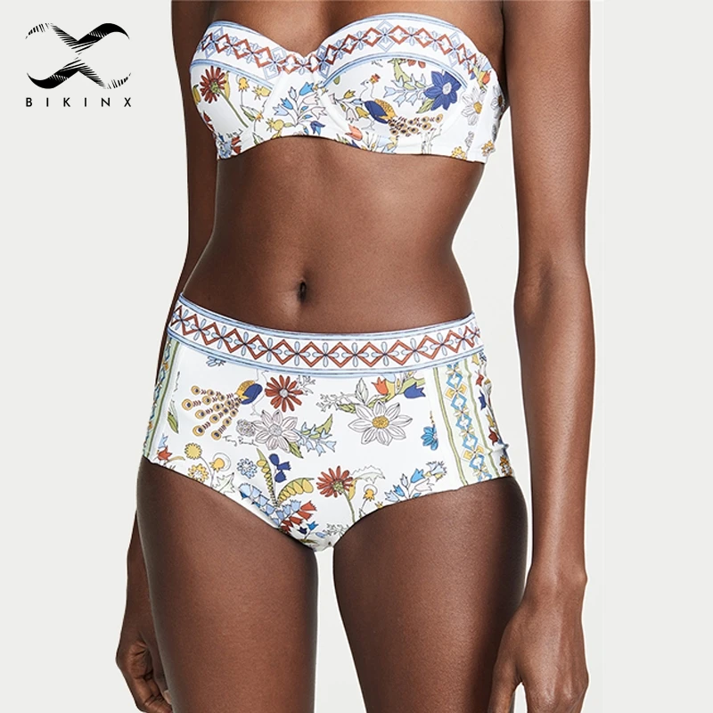 

Bikinx Bandeau micro bikini push up floral print swimsuit female Plus size swimwear women bathing suit Brazilian bikini XL 2019