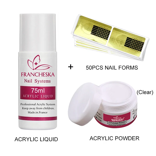 Francheska акриловый порошок 120 мл acrilico nails likit kit monomero набор гель акриловый цветной порошок для ногтей akryl akrilik toz - Цвет: Acrylic P-clear set