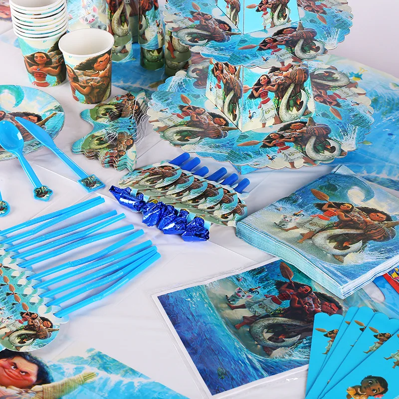 

106Pcs/Lot Disney Moana Maui Baby Shower Decoration Boys Birthday Wedding Event Supplies Various Tableware Sets