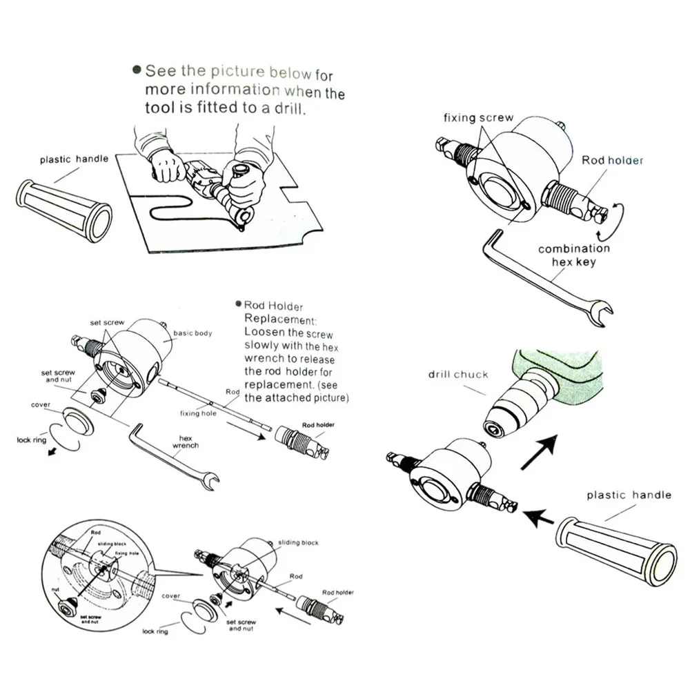 Drillpro YT-160A Double Head Sheet Metal Nibbler Cutter Drill Attachment Metal Sheet Cutter