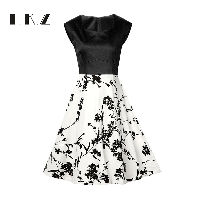 Wholesale FKZ New Arrival Plus Size Summer Dress Women Sleeveless Long Vintage Gored Dress Cotton Printed Summer Dress 5Colors GNQ011 Buy Cheap FKZ New Arrival Plus Size Summer Dress Women Sleeveless Long Vintage Gored Dress Cotton Printed Summer Dress 5Colors GNQ011