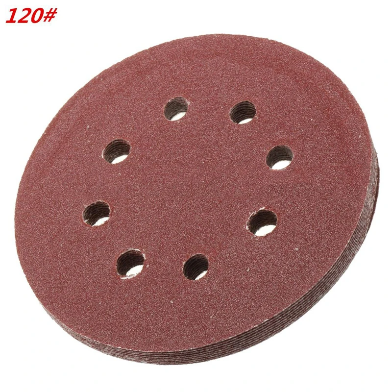 10pcs 125mm 5" Hook Loop Sanding Discs 8 Hole Sandpaper Pads Set 60Grit-2000Grit Sander Disc Abrasive Polishing Tools