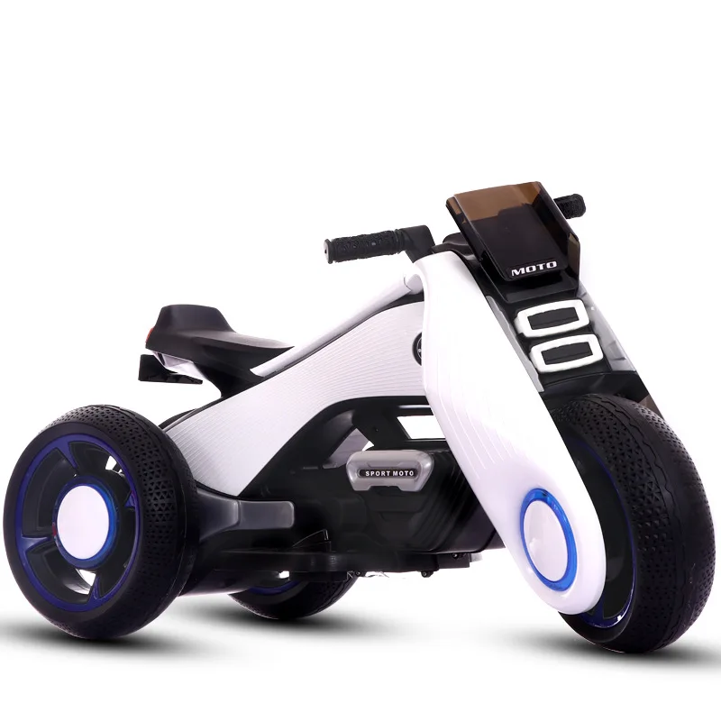 Детский Электрический игрушечный автомобиль на мотоцикле с функцией раннего образования, детский игрушечный автомобиль может сидеть на двухмоторном мотоцикле - Цвет: white
