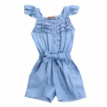 

2016 New Fashion Kids Girls Overalls Jean Short 0-5Y Toddle Baby Girl Cute Sleeveless Romper Child Clothes
