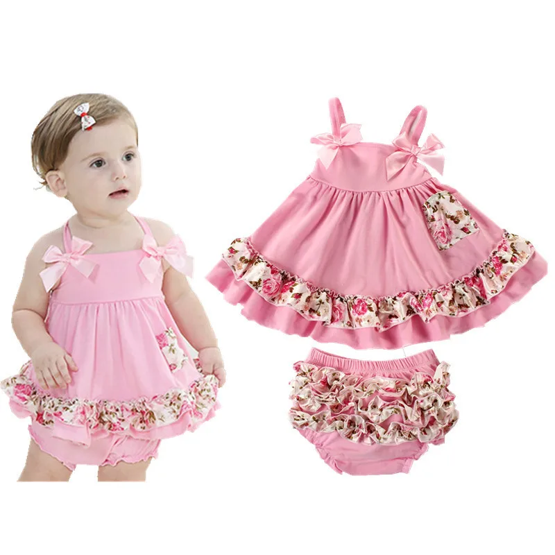 Newborn Sets Baby Girls Sling Princess Dress + Bloomers ...
