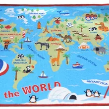 Карта мира Детский ковер для спальни, коврик с животным принтом, дизайнерские фигурные детские ковры