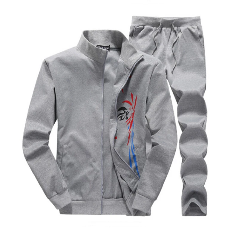 Aismz спортивные костюм Для мужчин осень печатных куртка на молнии + Брюки комплекты брендовая одежда воротник-стойка Повседневное Для