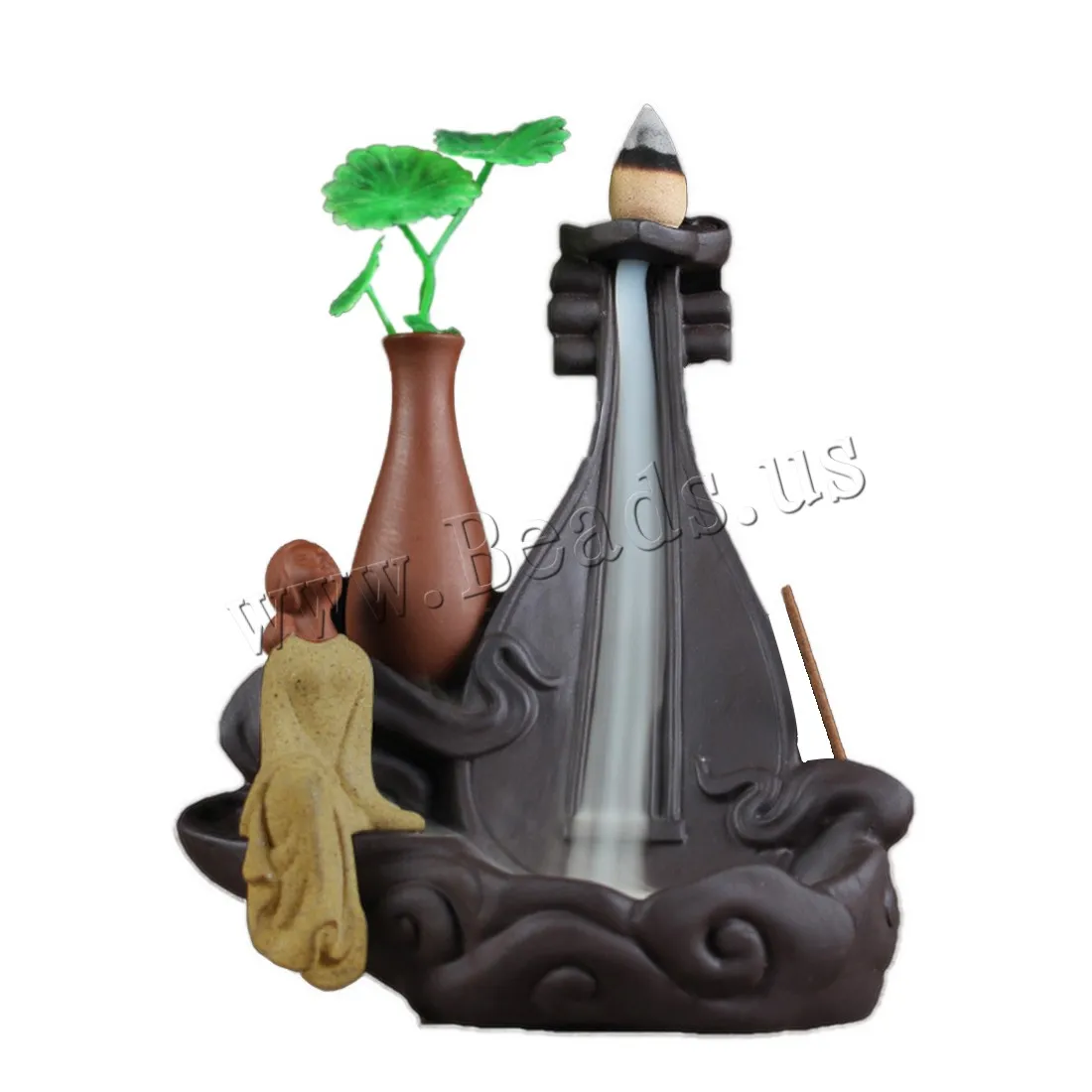 Creative Ceramic Meditation Girl Backflow Incense Burner Smoke Waterfall Censer Aromatherapy Furnace Holder Fashion Home Decor