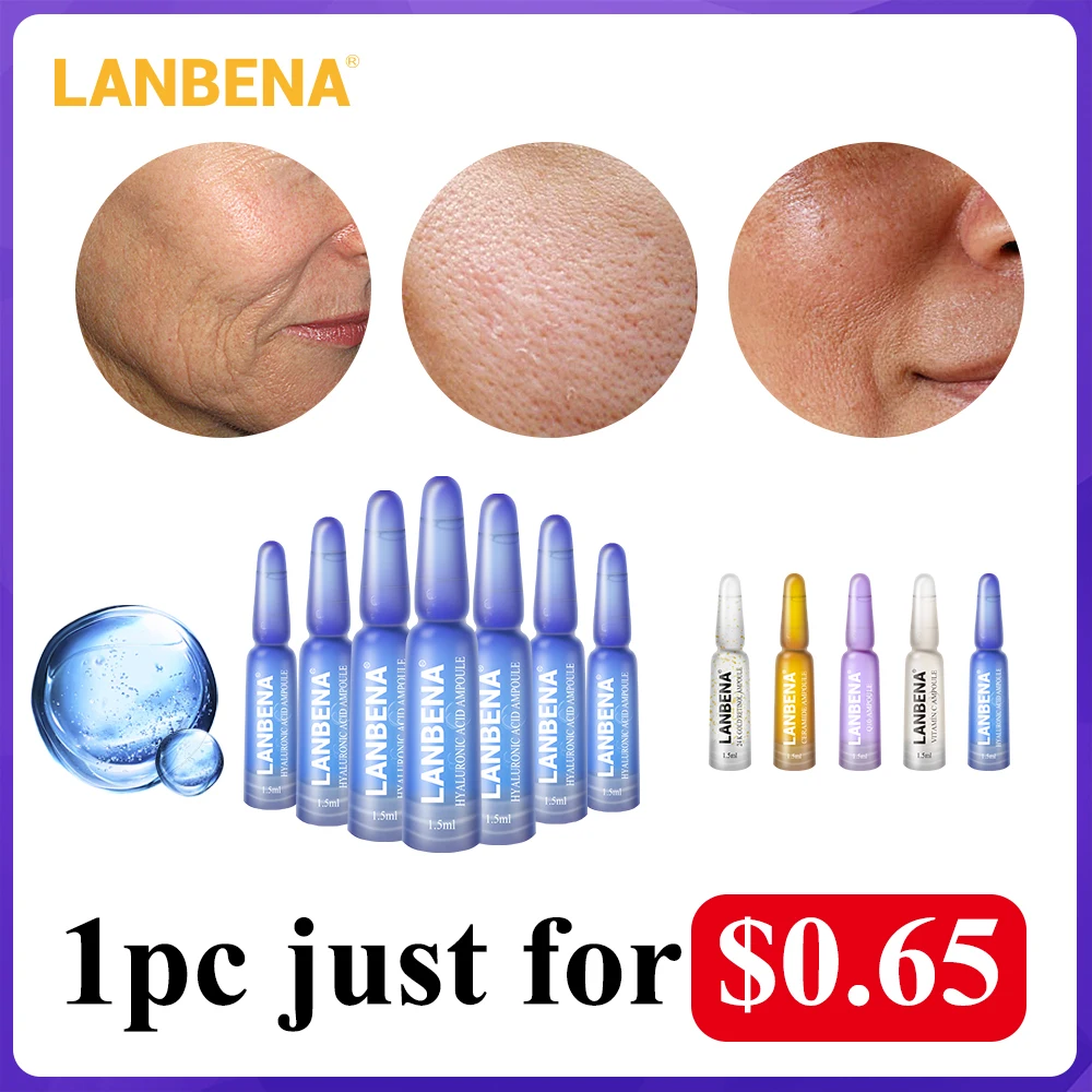 317.72 руб. 41% СКИДКА|LANBENA ампулы сывороточная Гиалуроновая кислота + витамин С + 24 K Gold ретинол + Q10 + Церамид Anti Aging морщин увлажняющий, красота для 7 дней-in Сыворотка from Красота и здоровье on Aliexpress.com | Alibaba Group